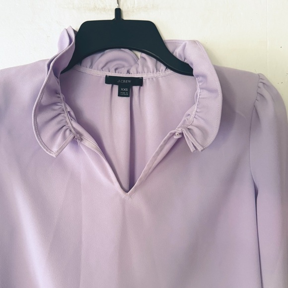 J. Crew Ruffle-neck Top in Lavender 365 Crepe Style #AW095 XXS - Picture 4 of 13